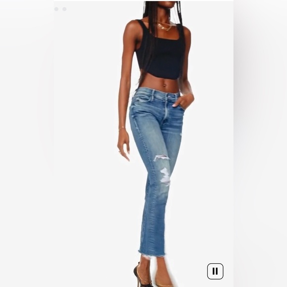 MOTHER MID RISE DAZZLER ANKLE FRAY BLUE - Picture 5 of 15